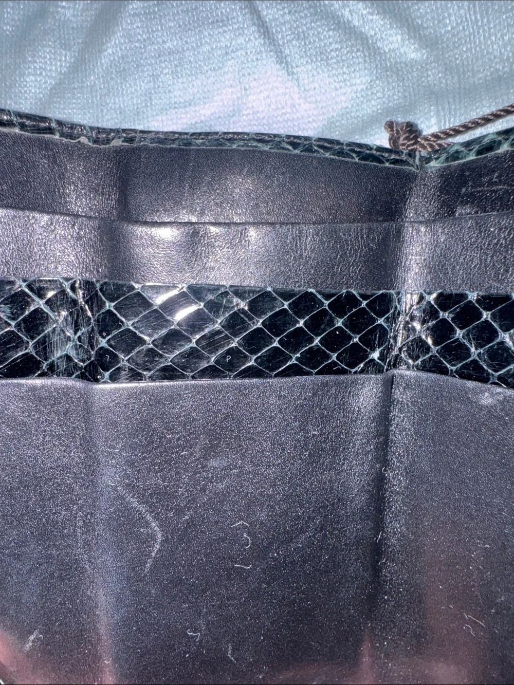 Judith Leiber Black Python Clutch and mirror set EUC